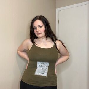 Women’s Olive Green Slim Camisole Tank with Scoop Neck
